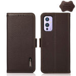 KHAZNEH Custodia per telefono RFID in vera pelle Litchi magnetica laterale, For OnePlus 10 Pro 5G, For OnePlus N20 5G, For OnePlus 9, For OnePlus 9R, For OnePlus 9RT 5G, For OnePlus Nord 2 5G