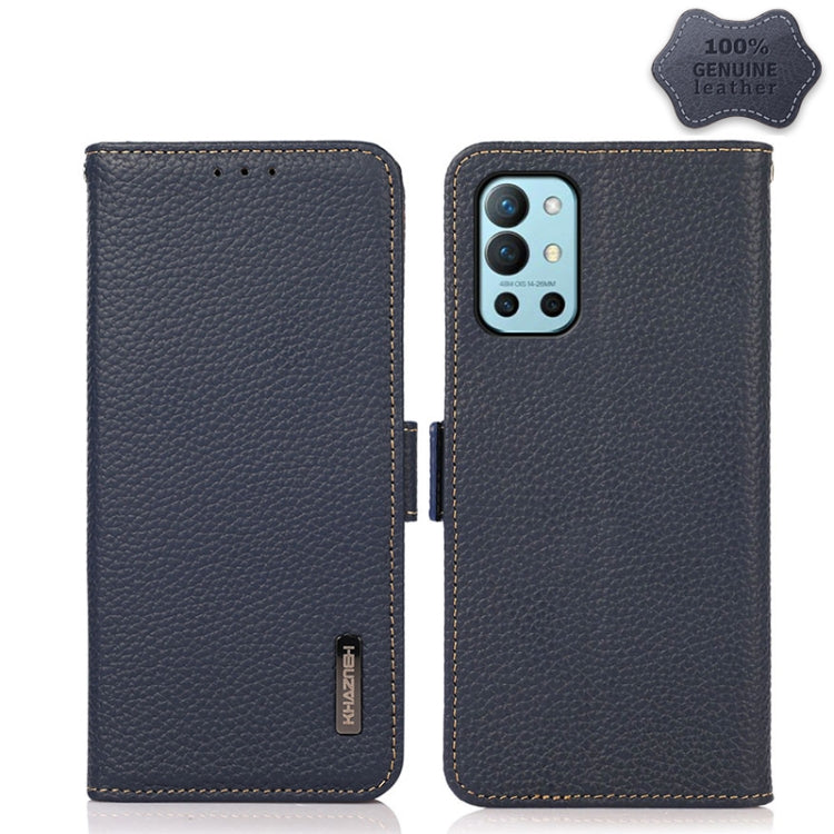 KHAZNEH Custodia per telefono RFID in vera pelle Litchi magnetica laterale, For OnePlus 10 Pro 5G, For OnePlus N20 5G, For OnePlus 9, For OnePlus 9R, For OnePlus 9RT 5G, For OnePlus Nord 2 5G