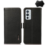 KHAZNEH Custodia per telefono RFID in vera pelle Litchi magnetica laterale, For OnePlus 10 Pro 5G, For OnePlus N20 5G, For OnePlus 9, For OnePlus 9R, For OnePlus 9RT 5G, For OnePlus Nord 2 5G