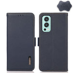 KHAZNEH Custodia per telefono RFID in vera pelle Litchi magnetica laterale, For OnePlus 10 Pro 5G, For OnePlus N20 5G, For OnePlus 9, For OnePlus 9R, For OnePlus 9RT 5G, For OnePlus Nord 2 5G