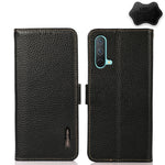 KHAZNEH Custodia per telefono RFID in vera pelle Litchi magnetica laterale, For OnePlus Nord CE 5G