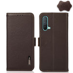 KHAZNEH Custodia per telefono RFID in vera pelle Litchi magnetica laterale, For OnePlus Nord CE 5G