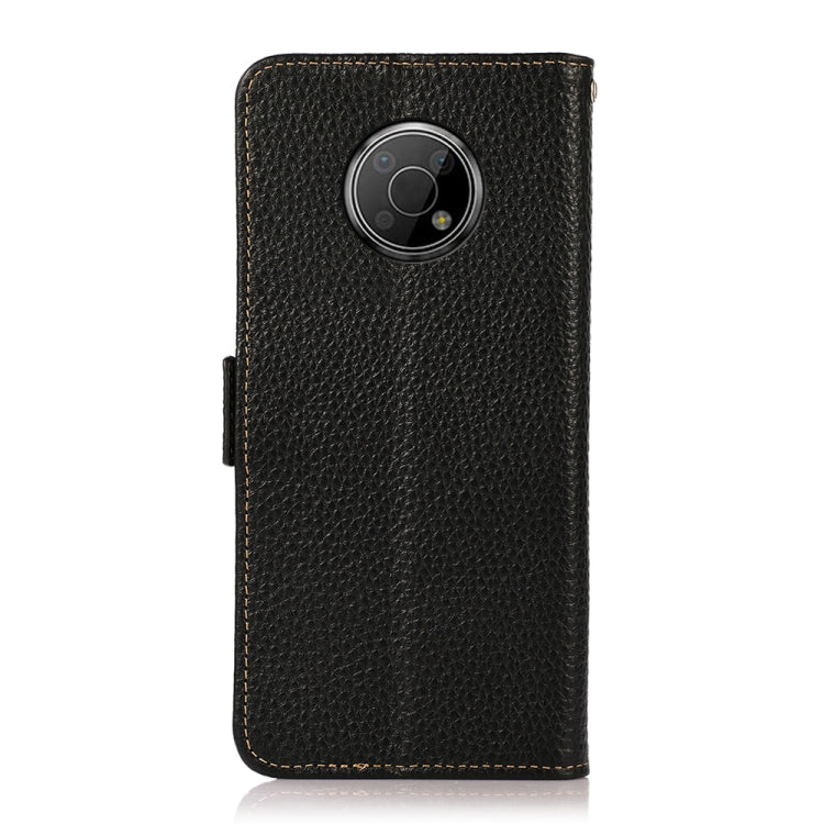 KHAZNEH Custodia per telefono RFID in vera pelle Litchi magnetica laterale, For Nokia G300, For Nokia X10 / X20, For Nokia XR20