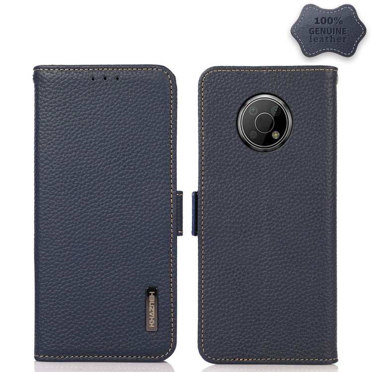 KHAZNEH Custodia per telefono RFID in vera pelle Litchi magnetica laterale, For Nokia G300, For Nokia X10 / X20, For Nokia XR20