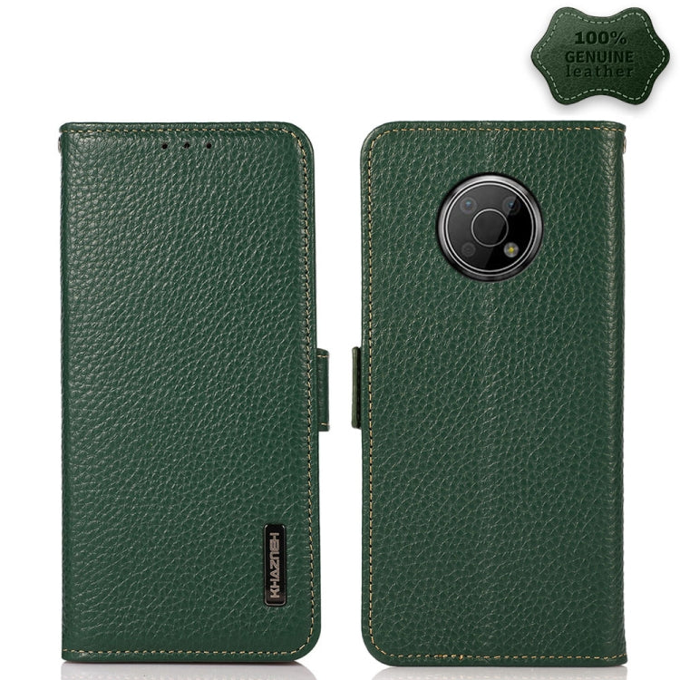 KHAZNEH Custodia per telefono RFID in vera pelle Litchi magnetica laterale, For Nokia G300, For Nokia X10 / X20, For Nokia XR20