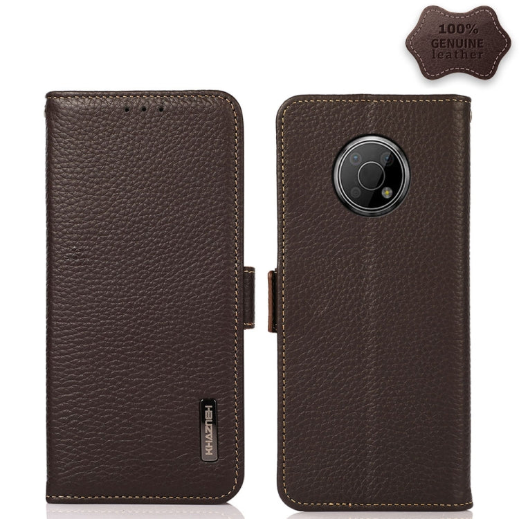KHAZNEH Custodia per telefono RFID in vera pelle Litchi magnetica laterale, For Nokia G300, For Nokia X10 / X20, For Nokia XR20