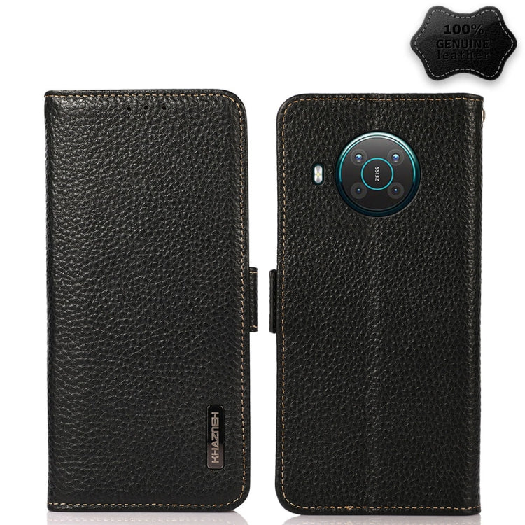 KHAZNEH Custodia per telefono RFID in vera pelle Litchi magnetica laterale, For Nokia G300, For Nokia X10 / X20, For Nokia XR20