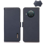 KHAZNEH Custodia per telefono RFID in vera pelle Litchi magnetica laterale, For Nokia G300, For Nokia X10 / X20, For Nokia XR20