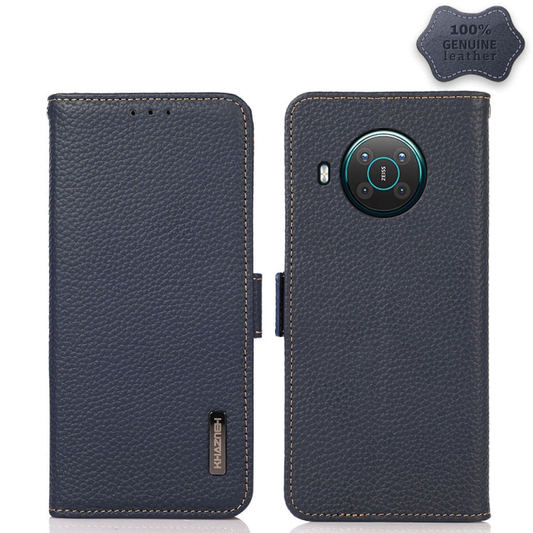 KHAZNEH Custodia per telefono RFID in vera pelle Litchi magnetica laterale, For Nokia G300, For Nokia X10 / X20, For Nokia XR20