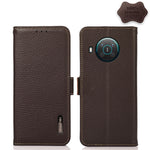KHAZNEH Custodia per telefono RFID in vera pelle Litchi magnetica laterale, For Nokia G300, For Nokia X10 / X20, For Nokia XR20