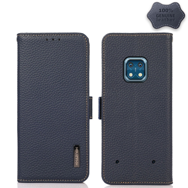 KHAZNEH Custodia per telefono RFID in vera pelle Litchi magnetica laterale, For Nokia G300, For Nokia X10 / X20, For Nokia XR20