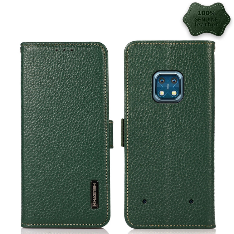 KHAZNEH Custodia per telefono RFID in vera pelle Litchi magnetica laterale, For Nokia G300, For Nokia X10 / X20, For Nokia XR20