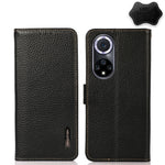 KHAZNEH Custodia per telefono RFID in vera pelle Litchi magnetica laterale, For Huawei nova 9