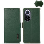 KHAZNEH Custodia per telefono RFID in vera pelle Litchi magnetica laterale, For Huawei nova 9