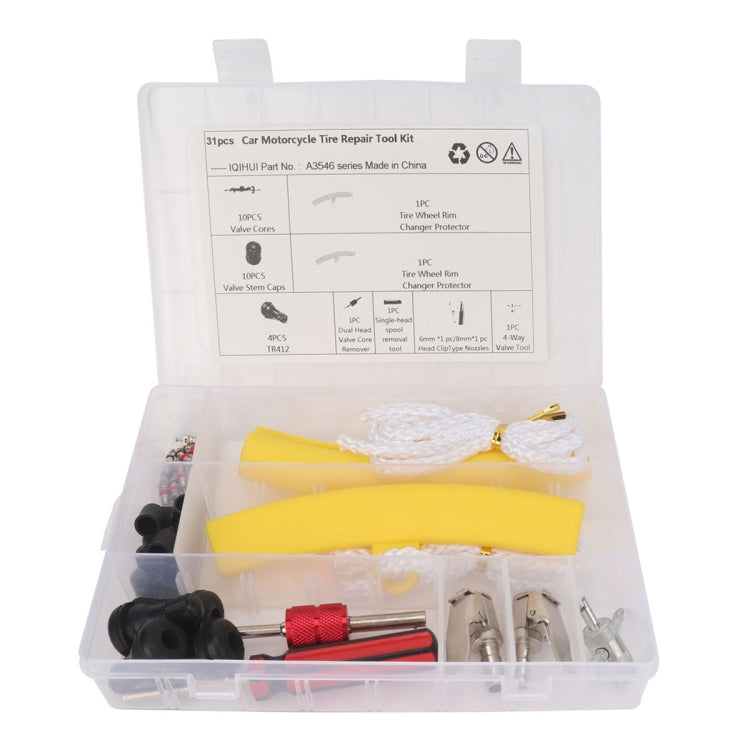 Kit di attrezzi per la riparazione di pneumatici per auto 31 in 1 con copertura protettiva rossa, A3545 31 in 1, A3546 31 in 1