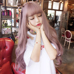 Air Bangs Parrucca per capelli ricci lunghi e soffici Copricapo a rete rosa per donna