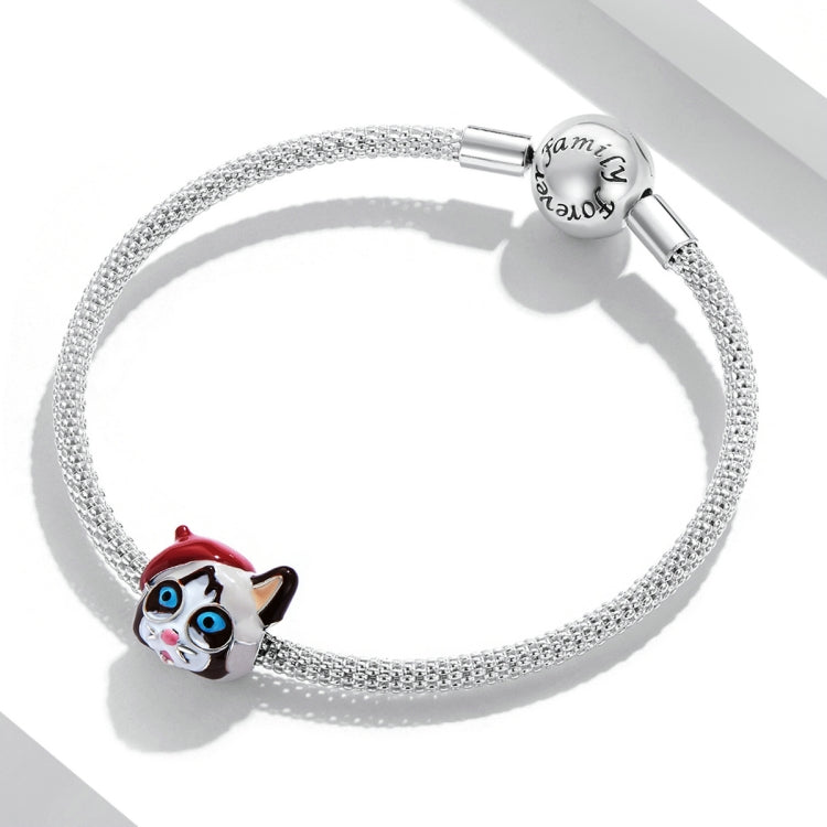 Accessori per collana braccialetto fai-da-te con perline di gatto siamese in argento sterling S925, Siamese Cat