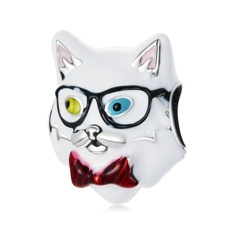 Accessori per collana braccialetto fai-da-te con perline gatto bianco in argento sterling S925, White Cat