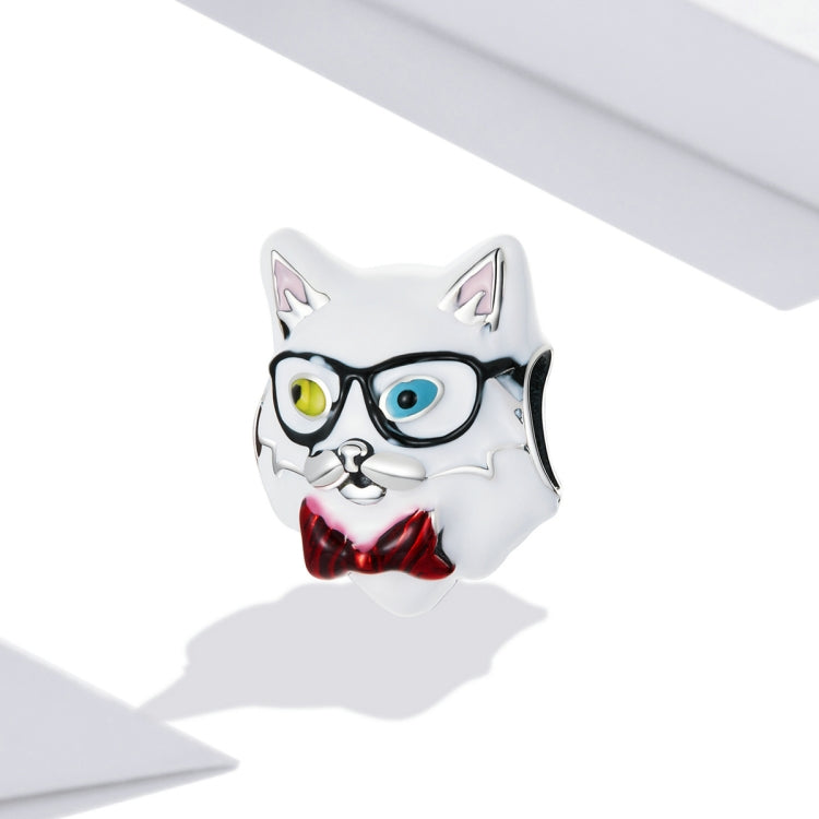 Accessori per collana braccialetto fai-da-te con perline gatto bianco in argento sterling S925, White Cat