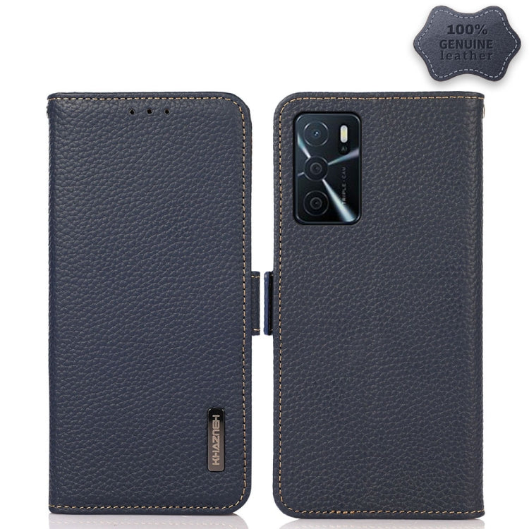 KHAZNEH Custodia RFID in vera pelle Litchi magnetica laterale, For OPPO A16, For OPPO A54 4G, For OPPO A55 5G, For OPPO A55s 5G JP Version, For OPPO A93 5G, For OPPO Reno5 5G / Find X3 Lite