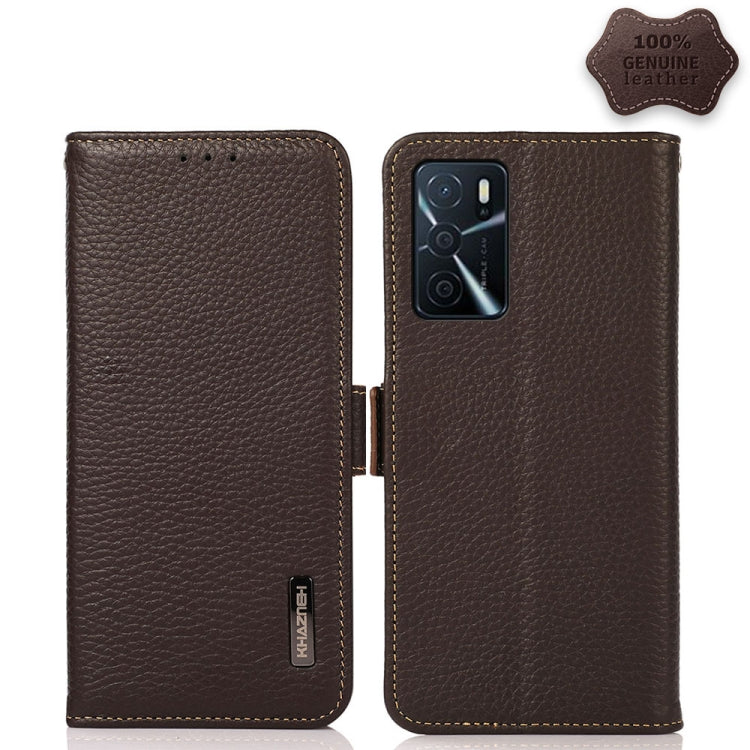 KHAZNEH Custodia RFID in vera pelle Litchi magnetica laterale, For OPPO A16, For OPPO A54 4G, For OPPO A55 5G, For OPPO A55s 5G JP Version, For OPPO A93 5G, For OPPO Reno5 5G / Find X3 Lite