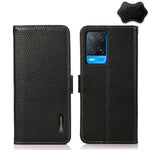 KHAZNEH Custodia RFID in vera pelle Litchi magnetica laterale, For OPPO A16, For OPPO A54 4G, For OPPO A55 5G, For OPPO A55s 5G JP Version, For OPPO A93 5G, For OPPO Reno5 5G / Find X3 Lite