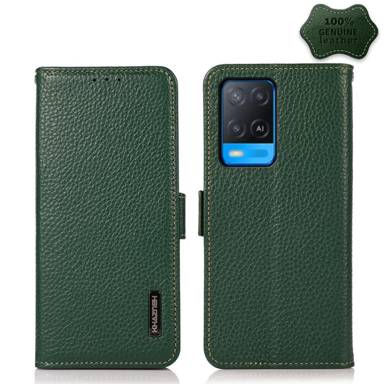 KHAZNEH Custodia RFID in vera pelle Litchi magnetica laterale, For OPPO A16, For OPPO A54 4G, For OPPO A55 5G, For OPPO A55s 5G JP Version, For OPPO A93 5G, For OPPO Reno5 5G / Find X3 Lite