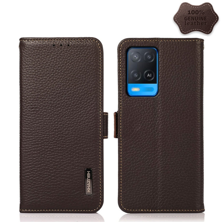 KHAZNEH Custodia RFID in vera pelle Litchi magnetica laterale, For OPPO A16, For OPPO A54 4G, For OPPO A55 5G, For OPPO A55s 5G JP Version, For OPPO A93 5G, For OPPO Reno5 5G / Find X3 Lite