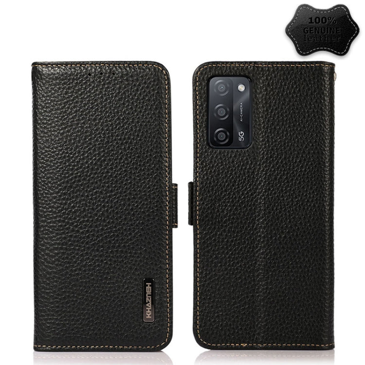 KHAZNEH Custodia RFID in vera pelle Litchi magnetica laterale, For OPPO A16, For OPPO A54 4G, For OPPO A55 5G, For OPPO A55s 5G JP Version, For OPPO A93 5G, For OPPO Reno5 5G / Find X3 Lite