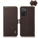 KHAZNEH Custodia RFID in vera pelle Litchi magnetica laterale, For OPPO A16, For OPPO A54 4G, For OPPO A55 5G, For OPPO A55s 5G JP Version, For OPPO A93 5G, For OPPO Reno5 5G / Find X3 Lite