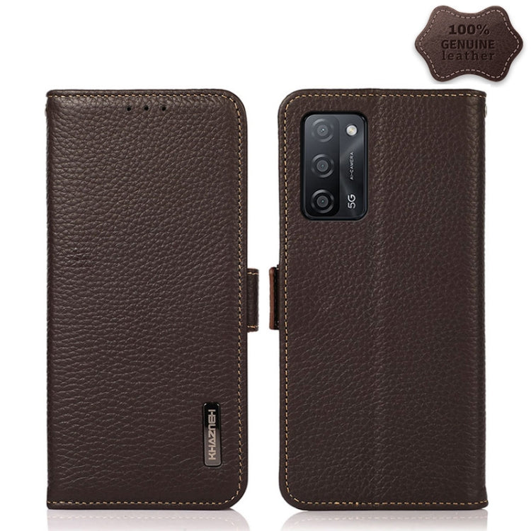 KHAZNEH Custodia RFID in vera pelle Litchi magnetica laterale, For OPPO A16, For OPPO A54 4G, For OPPO A55 5G, For OPPO A55s 5G JP Version, For OPPO A93 5G, For OPPO Reno5 5G / Find X3 Lite