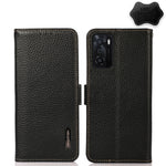 KHAZNEH Custodia RFID in vera pelle Litchi magnetica laterale, For OPPO A16, For OPPO A54 4G, For OPPO A55 5G, For OPPO A55s 5G JP Version, For OPPO A93 5G, For OPPO Reno5 5G / Find X3 Lite