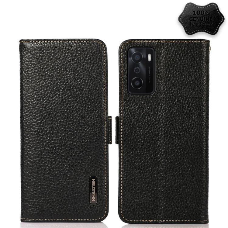 KHAZNEH Custodia RFID in vera pelle Litchi magnetica laterale, For OPPO A16, For OPPO A54 4G, For OPPO A55 5G, For OPPO A55s 5G JP Version, For OPPO A93 5G, For OPPO Reno5 5G / Find X3 Lite
