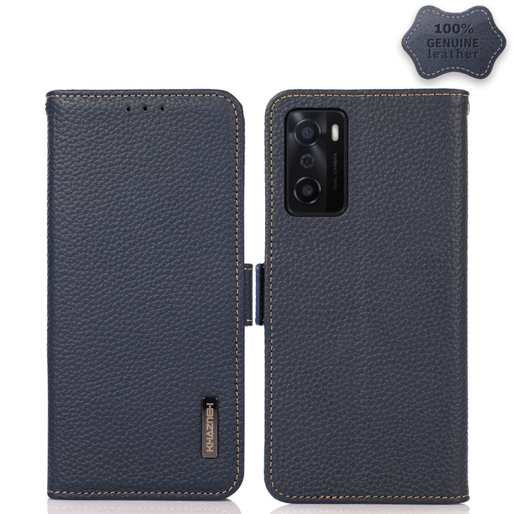 KHAZNEH Custodia RFID in vera pelle Litchi magnetica laterale, For OPPO A16, For OPPO A54 4G, For OPPO A55 5G, For OPPO A55s 5G JP Version, For OPPO A93 5G, For OPPO Reno5 5G / Find X3 Lite