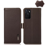 KHAZNEH Custodia RFID in vera pelle Litchi magnetica laterale, For OPPO A16, For OPPO A54 4G, For OPPO A55 5G, For OPPO A55s 5G JP Version, For OPPO A93 5G, For OPPO Reno5 5G / Find X3 Lite