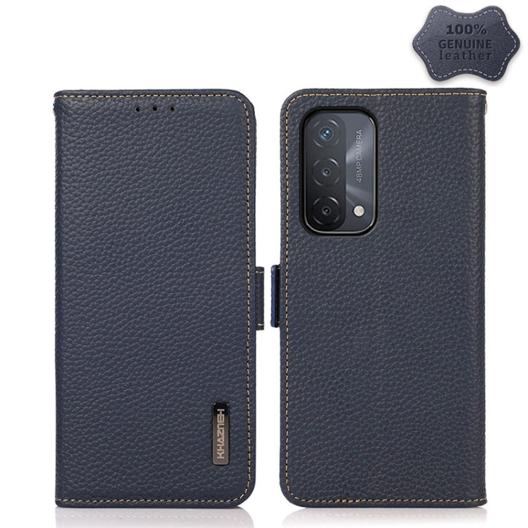 KHAZNEH Custodia RFID in vera pelle Litchi magnetica laterale, For OPPO A16, For OPPO A54 4G, For OPPO A55 5G, For OPPO A55s 5G JP Version, For OPPO A93 5G, For OPPO Reno5 5G / Find X3 Lite