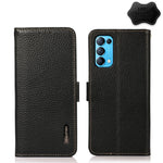 KHAZNEH Custodia RFID in vera pelle Litchi magnetica laterale, For OPPO A16, For OPPO A54 4G, For OPPO A55 5G, For OPPO A55s 5G JP Version, For OPPO A93 5G, For OPPO Reno5 5G / Find X3 Lite