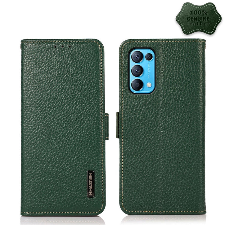 KHAZNEH Custodia RFID in vera pelle Litchi magnetica laterale, For OPPO A16, For OPPO A54 4G, For OPPO A55 5G, For OPPO A55s 5G JP Version, For OPPO A93 5G, For OPPO Reno5 5G / Find X3 Lite
