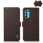 KHAZNEH Custodia RFID in vera pelle Litchi magnetica laterale, For OPPO A16, For OPPO A54 4G, For OPPO A55 5G, For OPPO A55s 5G JP Version, For OPPO A93 5G, For OPPO Reno5 5G / Find X3 Lite
