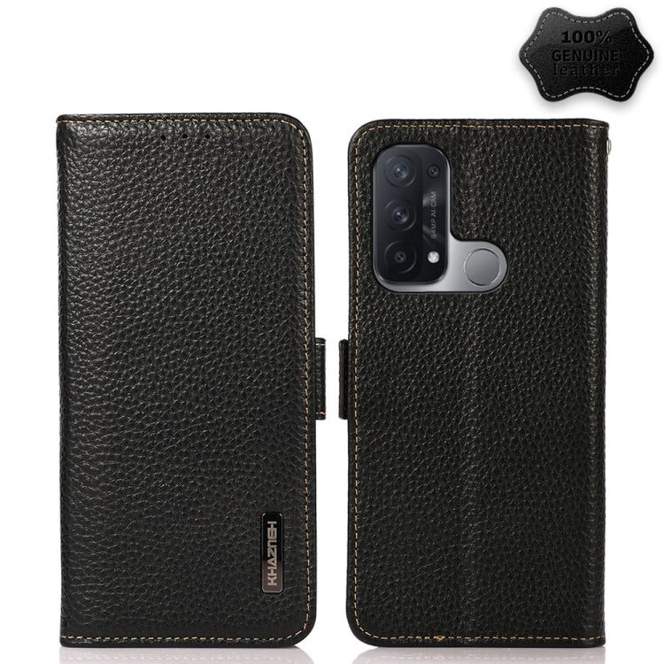 KHAZNEH Custodia RFID in vera pelle Litchi magnetica laterale, For OPPO Reno5 A JP Version, For OPPO Reno6 Pro 5G, For OPPO Reno6 Pro+ 5G, For OPPO Reno6 5G, For OPPO Reno7 5G, For OPPO Reno7 Pro 5G