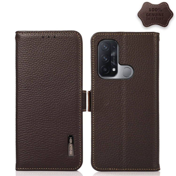 KHAZNEH Custodia RFID in vera pelle Litchi magnetica laterale, For OPPO Reno5 A JP Version, For OPPO Reno6 Pro 5G, For OPPO Reno6 Pro+ 5G, For OPPO Reno6 5G, For OPPO Reno7 5G, For OPPO Reno7 Pro 5G