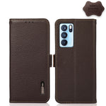 KHAZNEH Custodia RFID in vera pelle Litchi magnetica laterale, For OPPO Reno5 A JP Version, For OPPO Reno6 Pro 5G, For OPPO Reno6 Pro+ 5G, For OPPO Reno6 5G, For OPPO Reno7 5G, For OPPO Reno7 Pro 5G