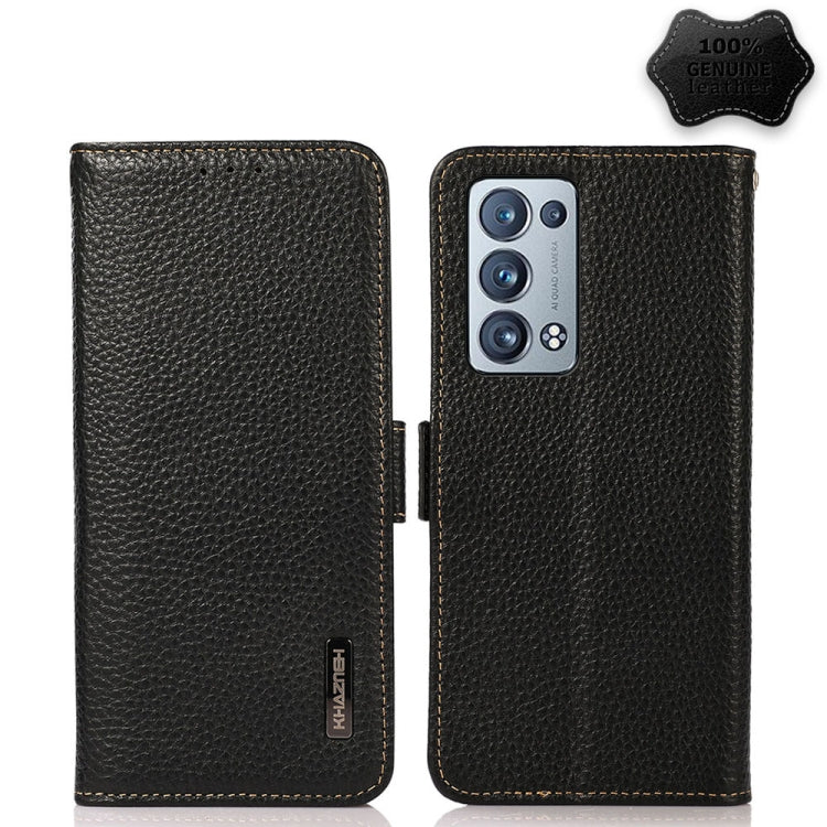 KHAZNEH Custodia RFID in vera pelle Litchi magnetica laterale, For OPPO Reno5 A JP Version, For OPPO Reno6 Pro 5G, For OPPO Reno6 Pro+ 5G, For OPPO Reno6 5G, For OPPO Reno7 5G, For OPPO Reno7 Pro 5G