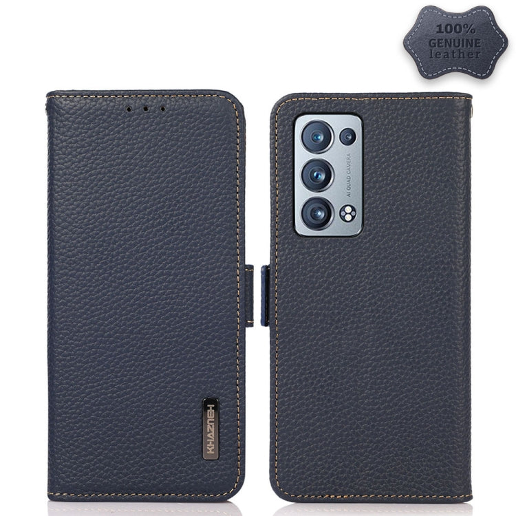 KHAZNEH Custodia RFID in vera pelle Litchi magnetica laterale, For OPPO Reno5 A JP Version, For OPPO Reno6 Pro 5G, For OPPO Reno6 Pro+ 5G, For OPPO Reno6 5G, For OPPO Reno7 5G, For OPPO Reno7 Pro 5G