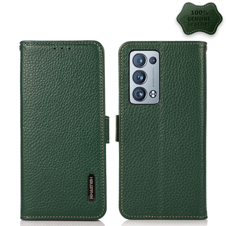 KHAZNEH Custodia RFID in vera pelle Litchi magnetica laterale, For OPPO Reno5 A JP Version, For OPPO Reno6 Pro 5G, For OPPO Reno6 Pro+ 5G, For OPPO Reno6 5G, For OPPO Reno7 5G, For OPPO Reno7 Pro 5G
