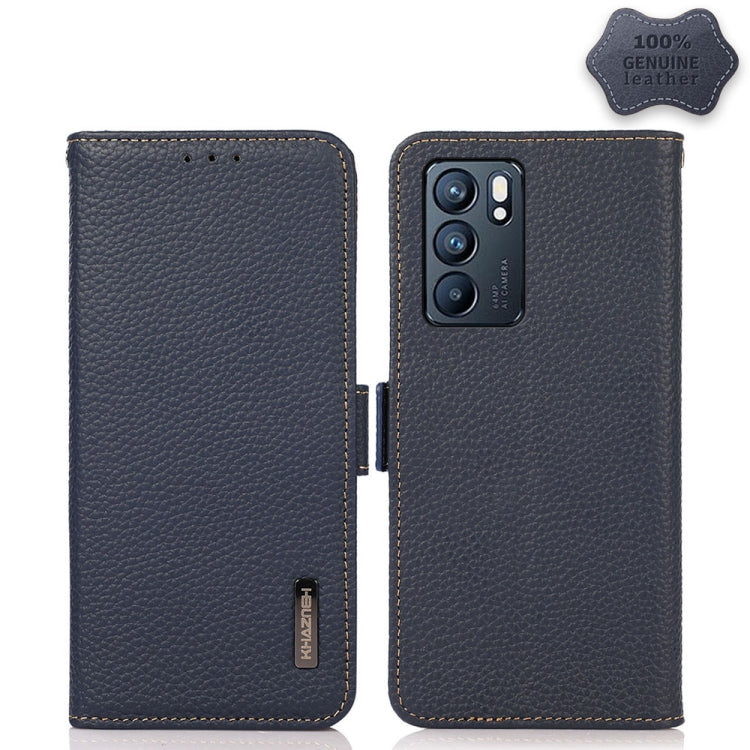 KHAZNEH Custodia RFID in vera pelle Litchi magnetica laterale, For OPPO Reno5 A JP Version, For OPPO Reno6 Pro 5G, For OPPO Reno6 Pro+ 5G, For OPPO Reno6 5G, For OPPO Reno7 5G, For OPPO Reno7 Pro 5G