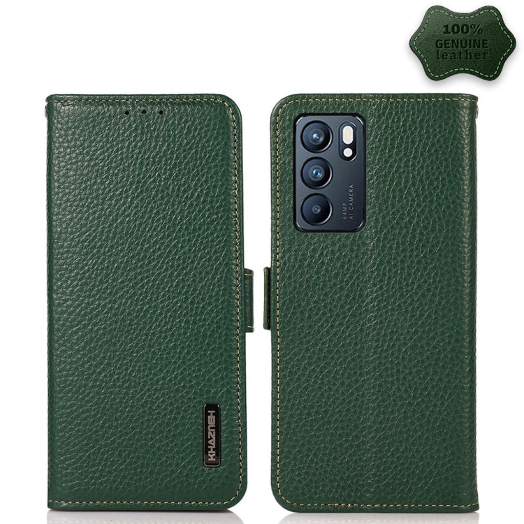 KHAZNEH Custodia RFID in vera pelle Litchi magnetica laterale, For OPPO Reno5 A JP Version, For OPPO Reno6 Pro 5G, For OPPO Reno6 Pro+ 5G, For OPPO Reno6 5G, For OPPO Reno7 5G, For OPPO Reno7 Pro 5G