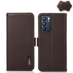 KHAZNEH Custodia RFID in vera pelle Litchi magnetica laterale, For OPPO Reno5 A JP Version, For OPPO Reno6 Pro 5G, For OPPO Reno6 Pro+ 5G, For OPPO Reno6 5G, For OPPO Reno7 5G, For OPPO Reno7 Pro 5G