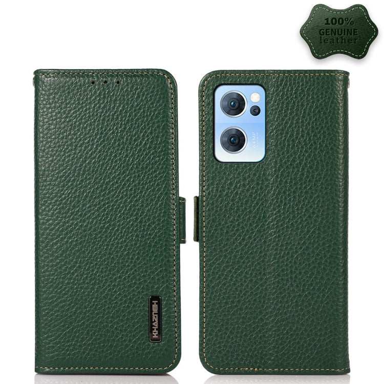 KHAZNEH Custodia RFID in vera pelle Litchi magnetica laterale, For OPPO Reno5 A JP Version, For OPPO Reno6 Pro 5G, For OPPO Reno6 Pro+ 5G, For OPPO Reno6 5G, For OPPO Reno7 5G, For OPPO Reno7 Pro 5G