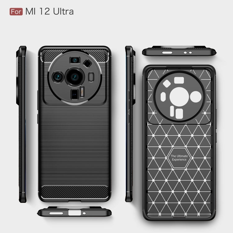 Custodia per telefono TPU in fibra di carbonio con trama spazzolata, For Xiaomi 12 5G, For Xiaomi 12 Pro 5G, For Xiaomi Mi 12 Ultra 5G